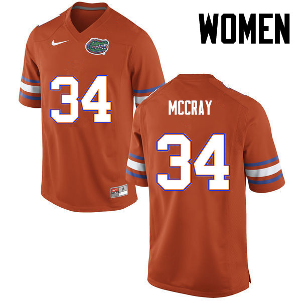Women Florida Gators #34 Lerentee McCray College Football Jerseys-Orange